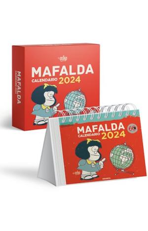 MAFALDA 2024, CALENDARIO ESCRITORIO ROJO CON CAJA